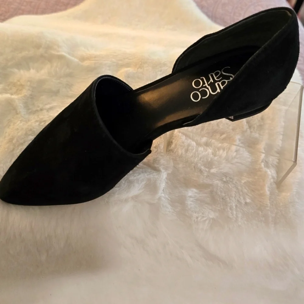Franco Sarto Black Flats Sleek Suede Loafers
